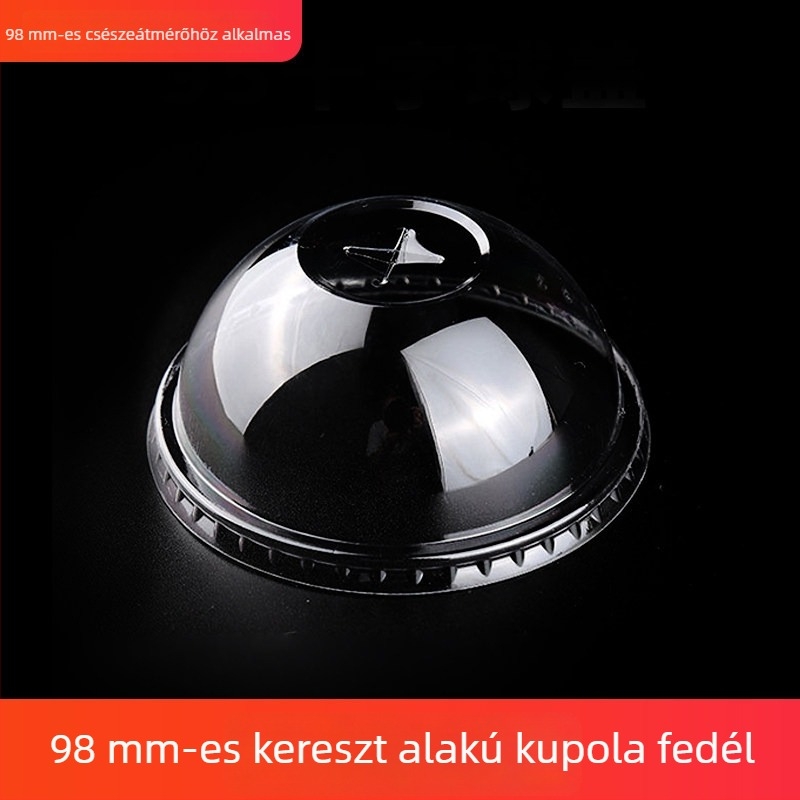 Egyszer használatos teás pohárfedél PET, félköríves fedél 90 mm, sík fedél 95 mm, íves fedél 95 mm, kávéfede, közvetlen ivófedél 98 mm, gömb alakú fedél