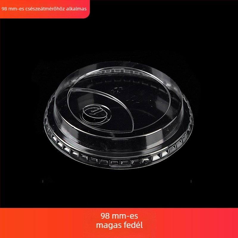 Egyszer használatos teás pohárfedél PET, félköríves fedél 90 mm, sík fedél 95 mm, íves fedél 95 mm, kávéfede, közvetlen ivófedél 98 mm, gömb alakú fedél