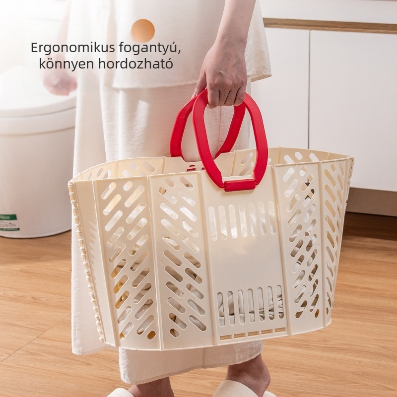 Összecsukható ruhaszennyeskosár fogantyúval, nagy kapacitás, háztartási ruhák tárolása.