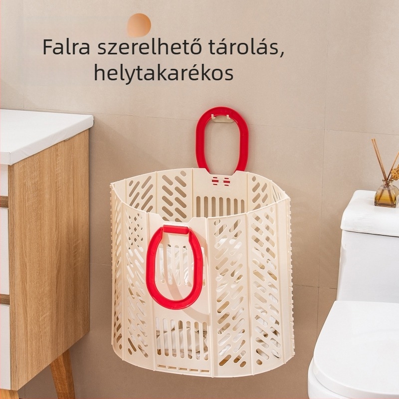 Összecsukható ruhaszennyeskosár fogantyúval, nagy kapacitás, háztartási ruhák tárolása.