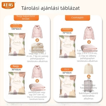 Vastagított vákuumos tároló táska ruhák és takarók tárolására, zárható és nedvességálló, diákszobákhoz