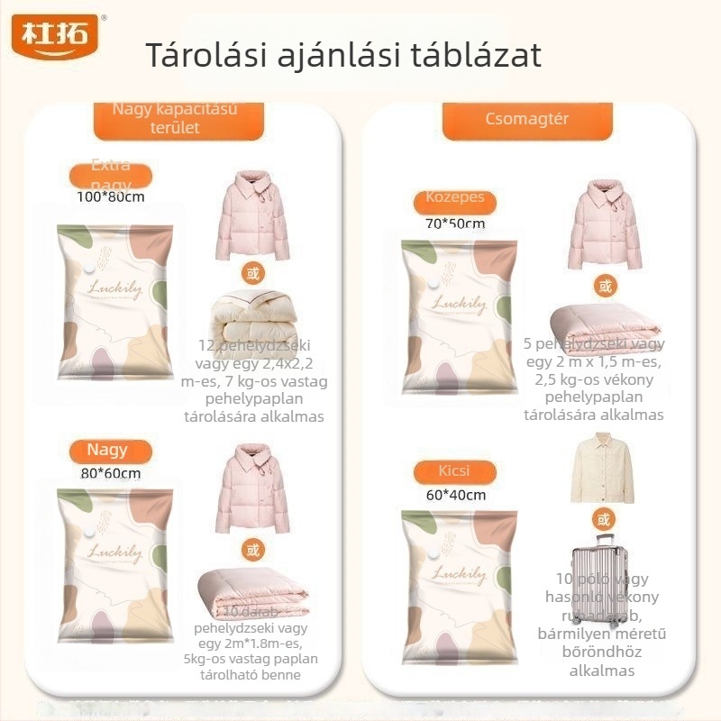 Vastagított vákuumos tároló táska ruhák és takarók tárolására, zárható és nedvességálló, diákszobákhoz