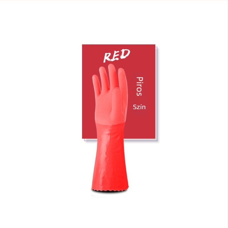 Xuelei 997 Vastag PVC kesztyű fleece béléses, meleg háztartási kesztyű edénymosáshoz, piros és lila