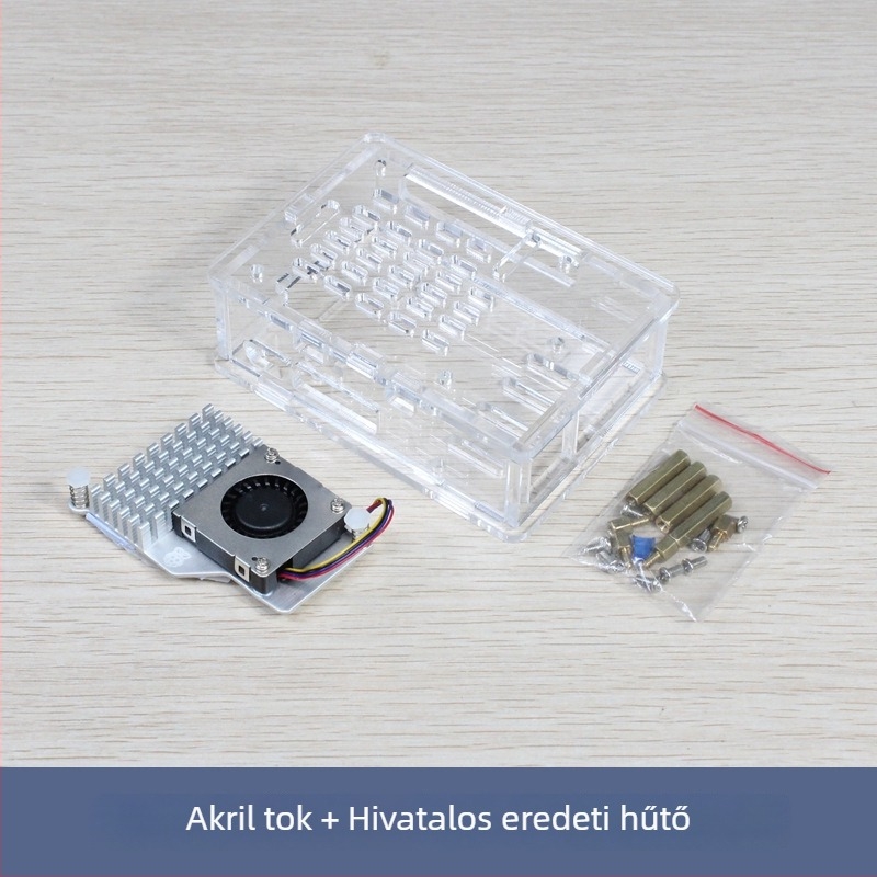 Raspberry Pi 5. generációs akril hűtőház, kompatibilis az Active Cooler radiátorral