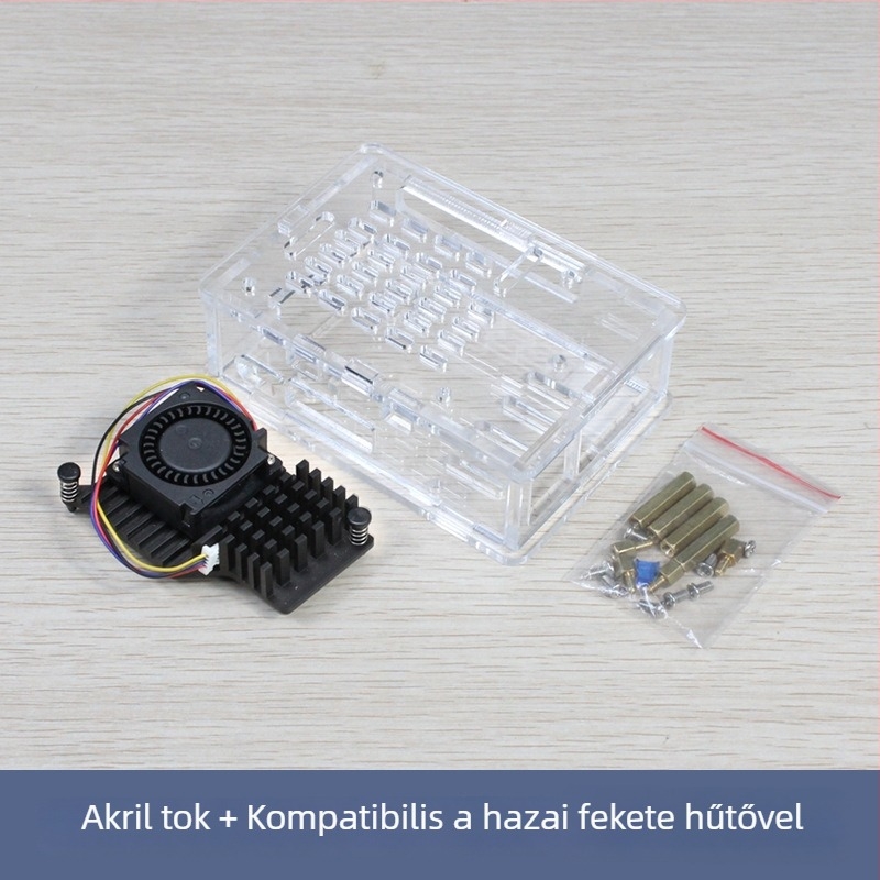 Raspberry Pi 5. generációs akril hűtőház, kompatibilis az Active Cooler radiátorral