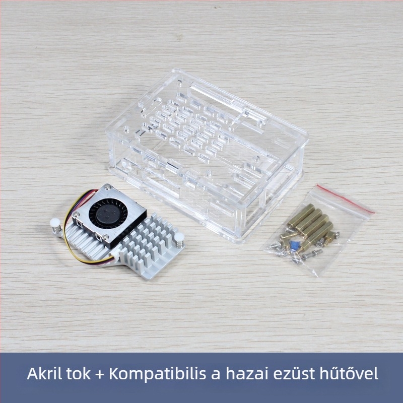 Raspberry Pi 5. generációs akril hűtőház, kompatibilis az Active Cooler radiátorral