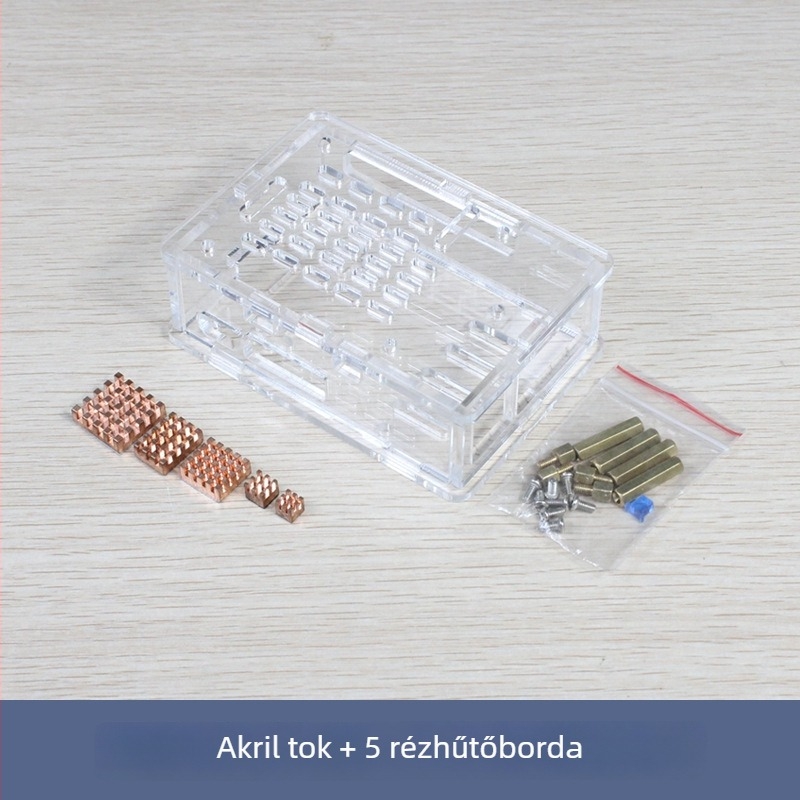 Raspberry Pi 5. generációs akril hűtőház, kompatibilis az Active Cooler radiátorral