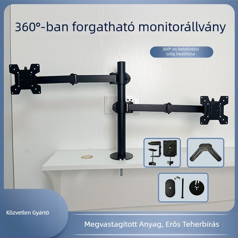 Forgatható monitorállvány mechanikus karral, állítható, vastag stabil alap, nagy teherbírás