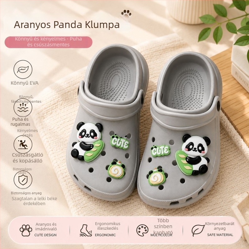 Nyári Panda gyerekeknek EVA talpú zárt orrú papucs, csúszásmentes, légáteresztő