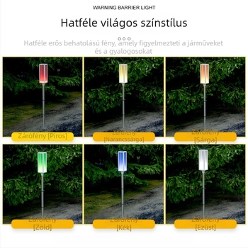 Kültéri napelemes akadályvilágító lámpa LED-stroboszkóppal, jelzőfénnyel és gyepvilágítással
