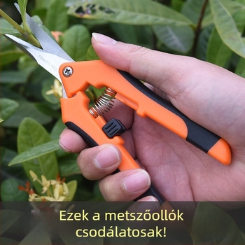 Kertészeti metszőolló és gyümölcsszedő olló, kézzel készített kompakt ág- és virágszárvágó olló