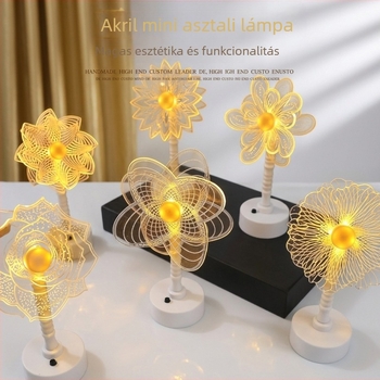 Akril éjszakai világítás - modern minimalist LED asztali lámpa hálószobába, meleg sárga fény, dekoratív kiegészítő