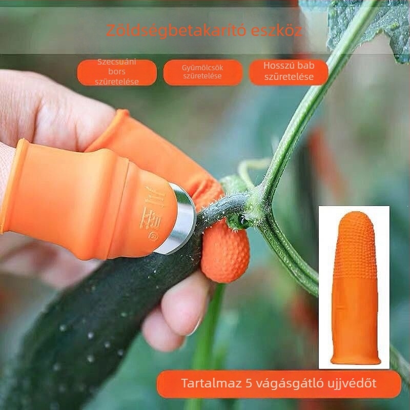 Többcélú konyhai betakarító eszköz paprika, zöldségek és babok számára, hüvelykujj-késsel