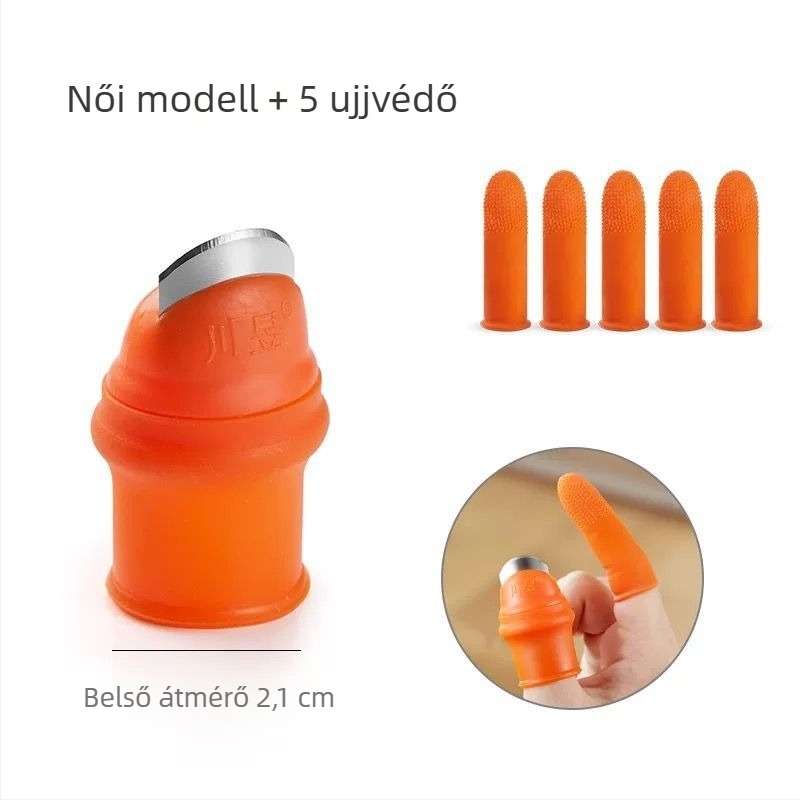 Többcélú konyhai betakarító eszköz paprika, zöldségek és babok számára, hüvelykujj-késsel
