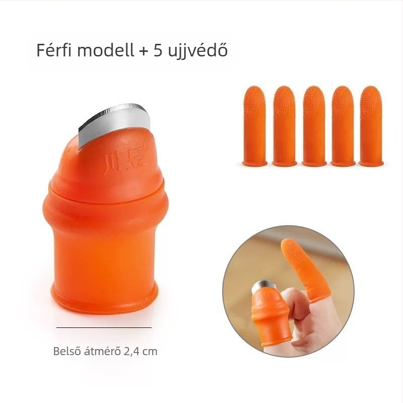 Többcélú konyhai betakarító eszköz paprika, zöldségek és babok számára, hüvelykujj-késsel
