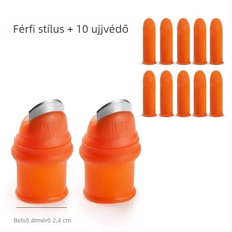 Többcélú konyhai betakarító eszköz paprika, zöldségek és babok számára, hüvelykujj-késsel