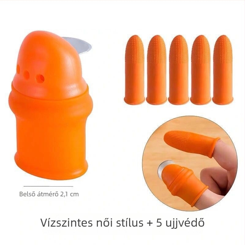 Többcélú konyhai betakarító eszköz paprika, zöldségek és babok számára, hüvelykujj-késsel
