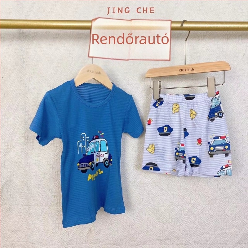 Gyerekeknek szóló koreai stílusú kis hercegnő pamut otthoni viselet, nyár, 3/4 ujjú top, uniszex