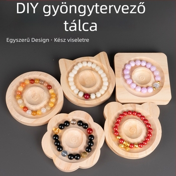 Kézzel készített gyöngy design tál masszív fából, ékszerek kiállítására, karkötők és DIY gyöngy tárolására