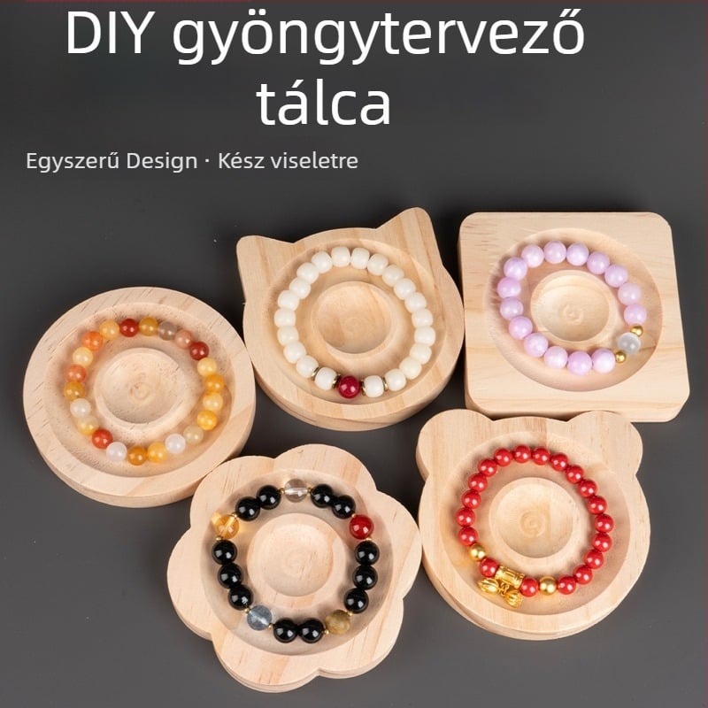 Kézzel készített gyöngy design tál masszív fából, ékszerek kiállítására, karkötők és DIY gyöngy tárolására