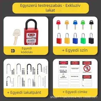 Ipari LOTO biztonsági zár címkével – nylon mérnöki zár, műanyag izolációs zár, villanyszerelő zár