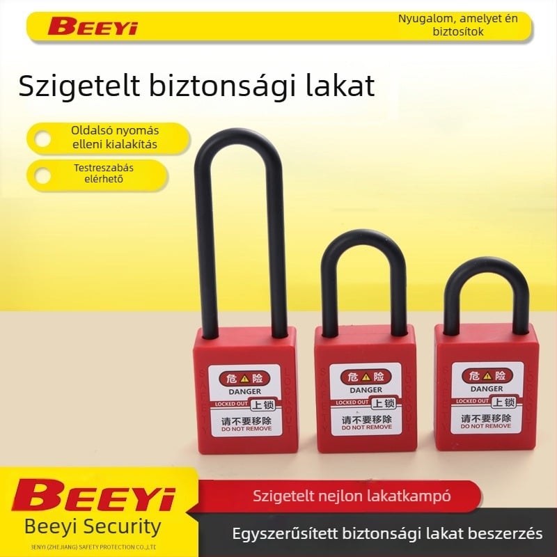Ipari LOTO biztonsági zár címkével – nylon mérnöki zár, műanyag izolációs zár, villanyszerelő zár