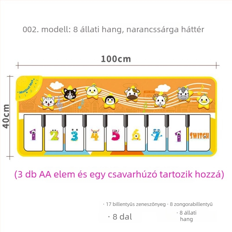 Gyerekeknek szóló oktató zenés táncmatrac pedálos pianóval, többfunkciós zenei játék