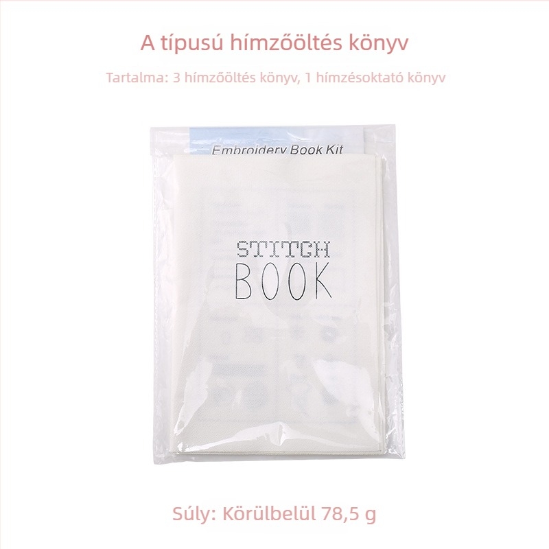 Lenvászon-hímzés technikáihoz készült hímzőkönyv készlet — kezdő hímző útmutató