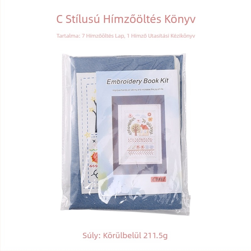 Lenvászon-hímzés technikáihoz készült hímzőkönyv készlet — kezdő hímző útmutató