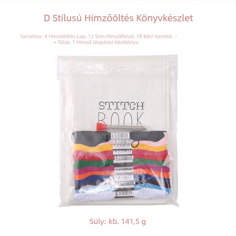 Lenvászon-hímzés technikáihoz készült hímzőkönyv készlet — kezdő hímző útmutató