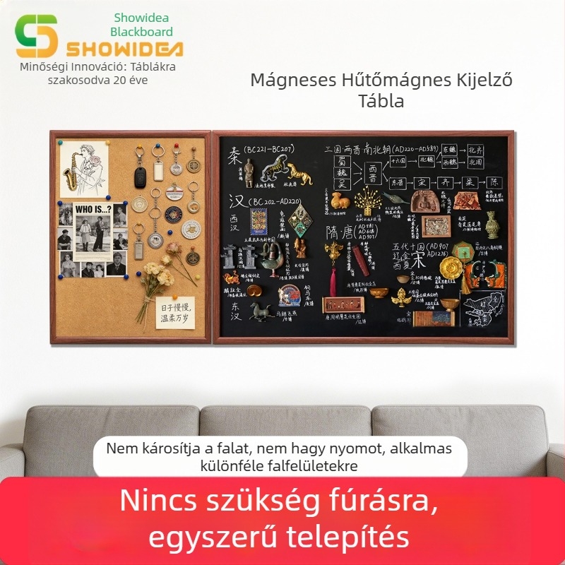 Mágneses, furatok nélküli Velcro falra szerelhető fekete tábla, hűtőmágneses bemutatófelület, otthoni használatra, törölhető