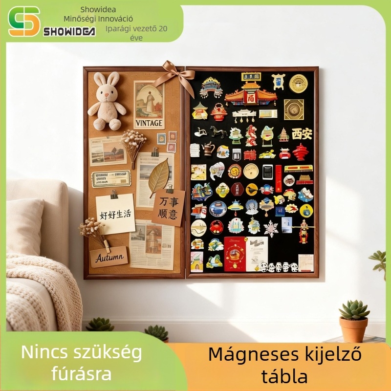 Mágneses, furatok nélküli Velcro falra szerelhető fekete tábla, hűtőmágneses bemutatófelület, otthoni használatra, törölhető