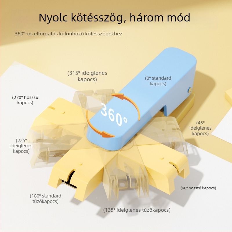 Kaba Bear 360° forgatható tűzőgép diákoknak, nagy irodai használatra, megerősített típus, erőfeszítés-megtakarító Morandi kötőgép