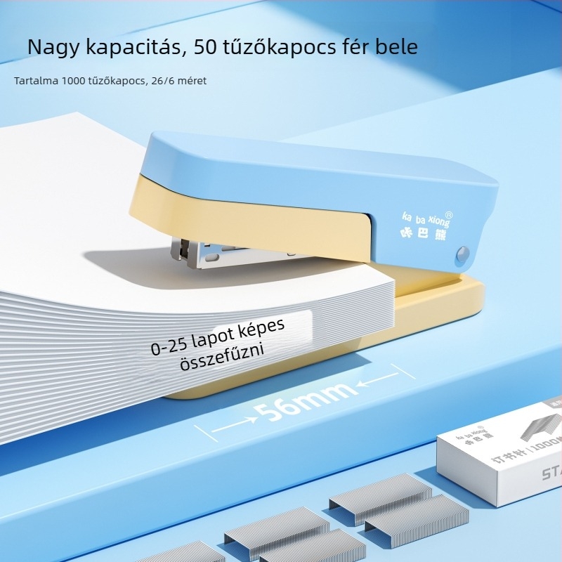 Kaba Bear 360° forgatható tűzőgép diákoknak, nagy irodai használatra, megerősített típus, erőfeszítés-megtakarító Morandi kötőgép