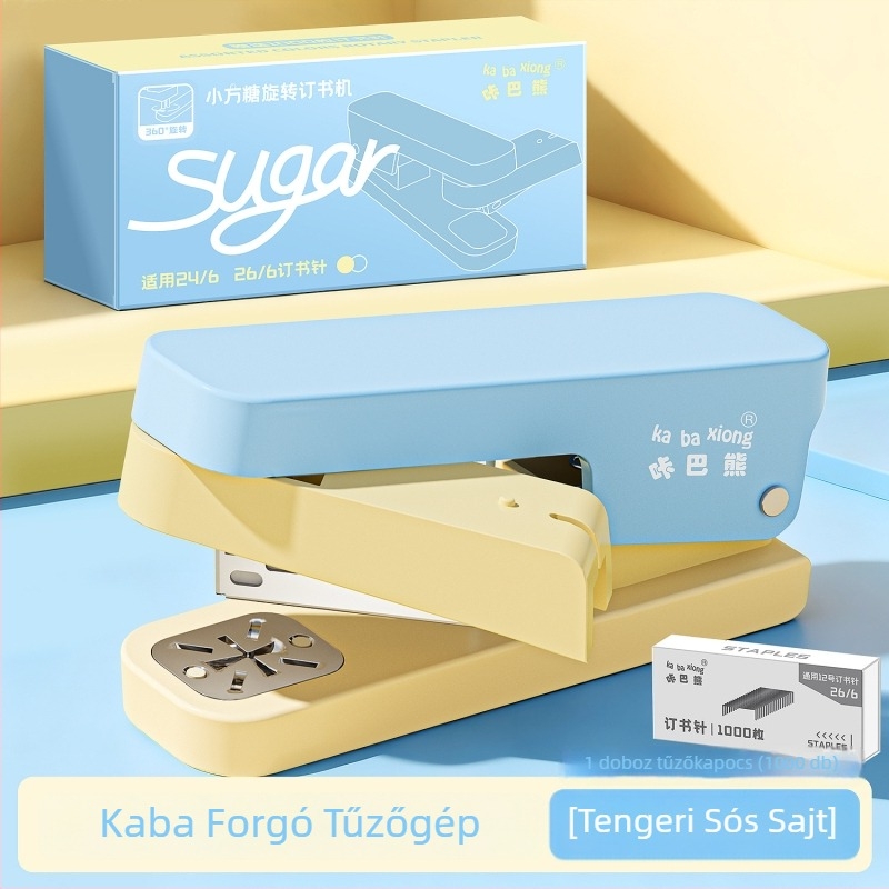 Kaba Bear 360° forgatható tűzőgép diákoknak, nagy irodai használatra, megerősített típus, erőfeszítés-megtakarító Morandi kötőgép