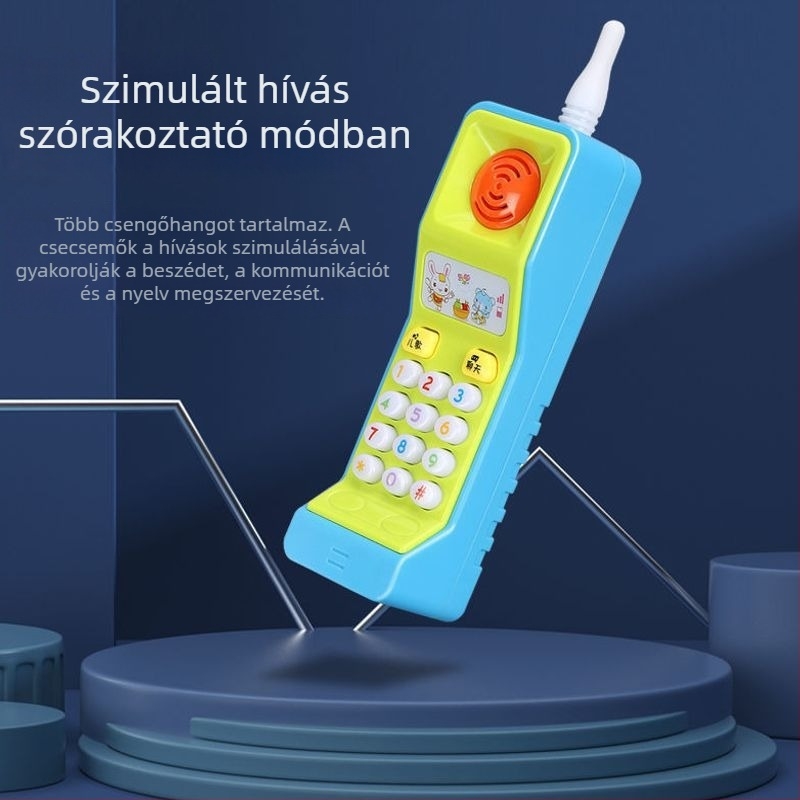 Újratölthető babatelefon, zenés oktatással, harapós és megfogható, 0–6 éveseknek
