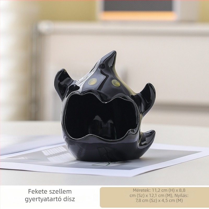 Halloween-szellem gyertyatartó fehér porcelánból, kézzel készült, kis tartó aromaterápiás gyertyákhoz