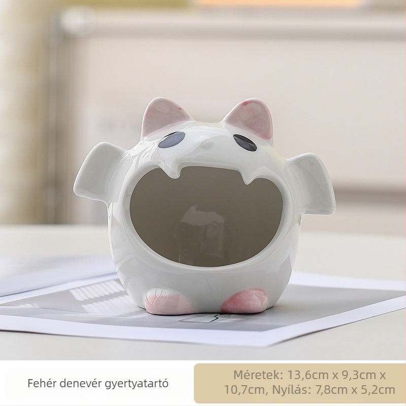 Halloween-szellem gyertyatartó fehér porcelánból, kézzel készült, kis tartó aromaterápiás gyertyákhoz