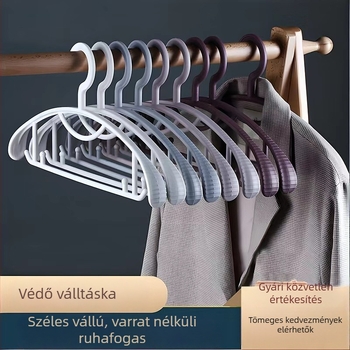 Nordic stílusú műanyag ruhaakasztó otthoni használatra, nyom nélkül, felnőtt méretű, széles vállú.