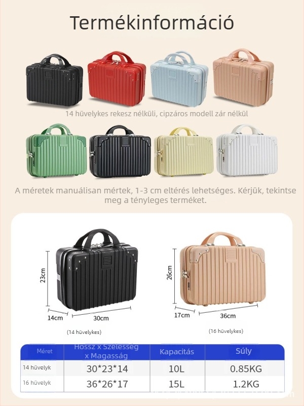 16 hüvelykes ABS utazókoffer, csíkos retro design, hordozható kézipoggyász