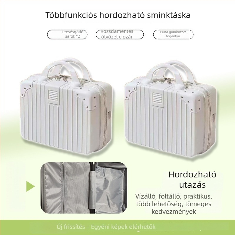 16 hüvelykes ABS utazókoffer, csíkos retro design, hordozható kézipoggyász