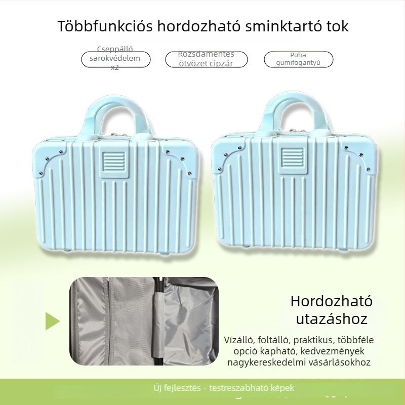 16 hüvelykes ABS utazókoffer, csíkos retro design, hordozható kézipoggyász