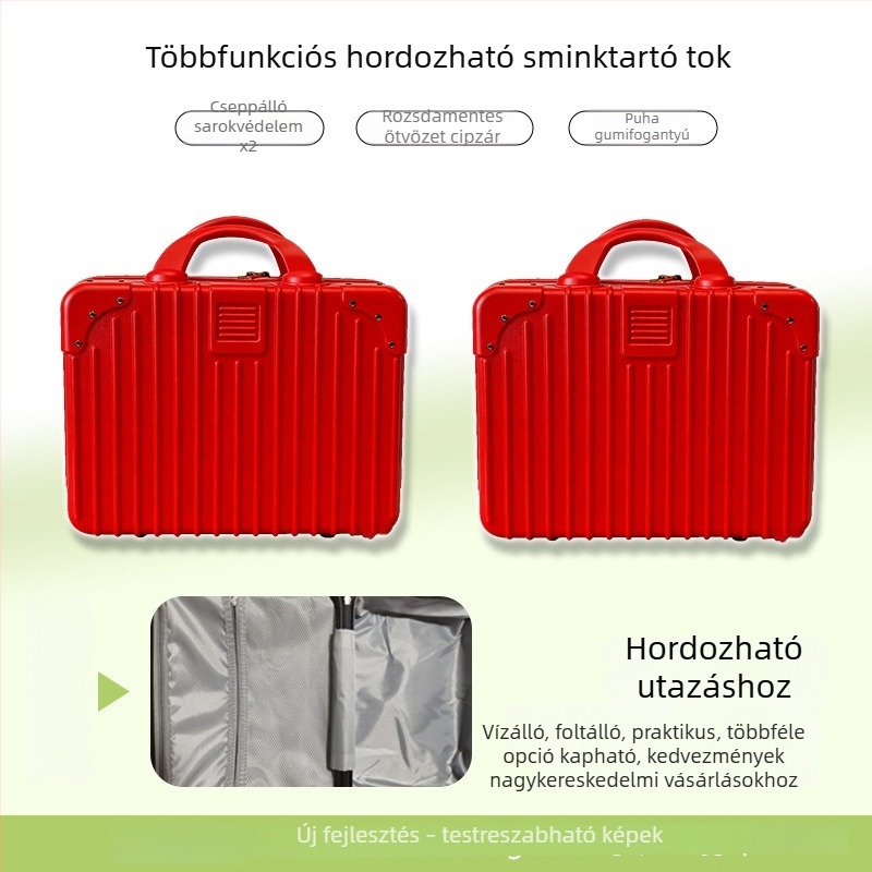 16 hüvelykes ABS utazókoffer, csíkos retro design, hordozható kézipoggyász