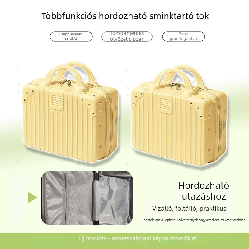 16 hüvelykes ABS utazókoffer, csíkos retro design, hordozható kézipoggyász
