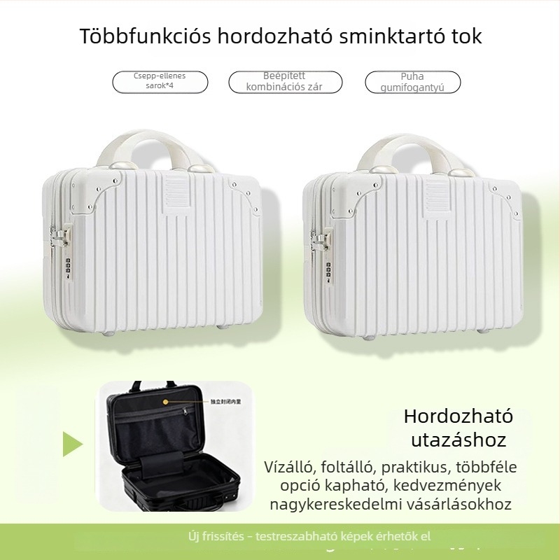 16 hüvelykes ABS utazókoffer, csíkos retro design, hordozható kézipoggyász
