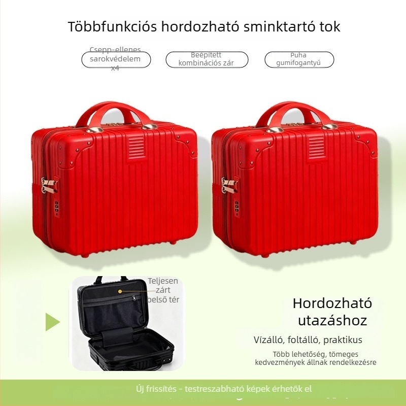 16 hüvelykes ABS utazókoffer, csíkos retro design, hordozható kézipoggyász