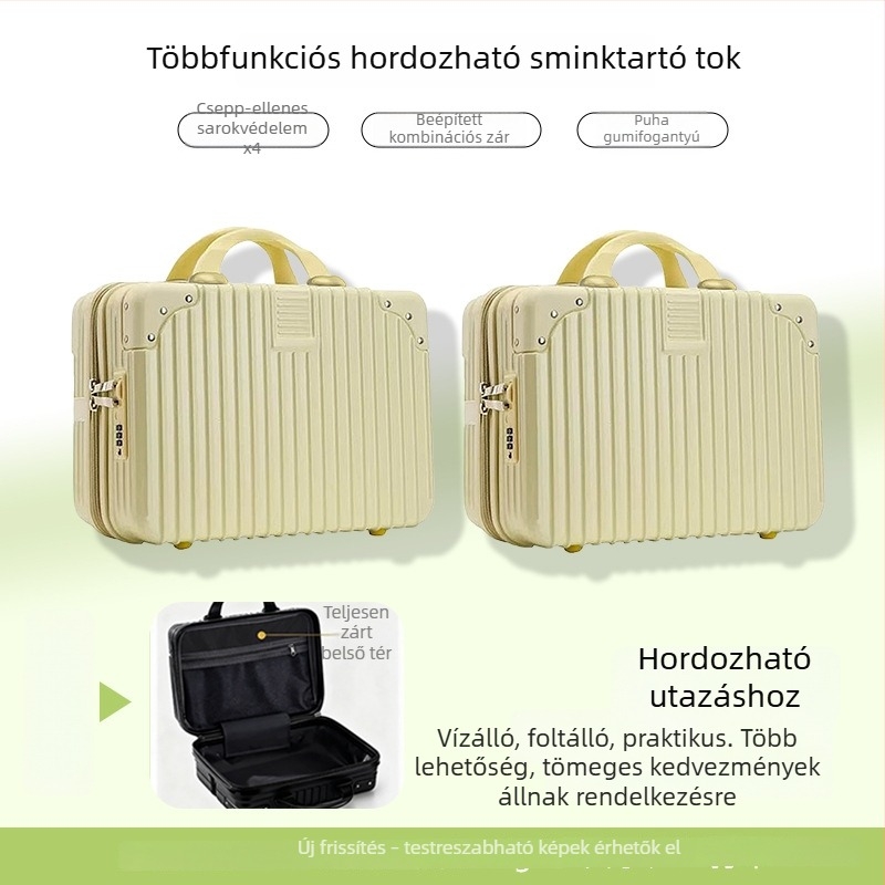 16 hüvelykes ABS utazókoffer, csíkos retro design, hordozható kézipoggyász