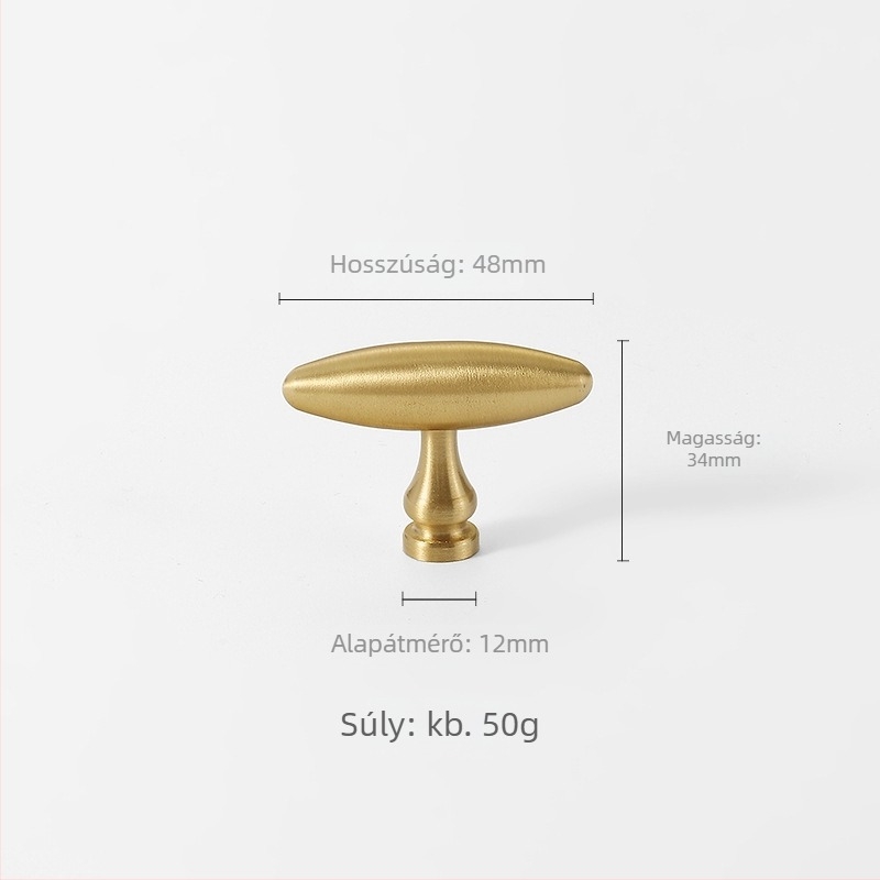 Francia stílusú sárgaréz ruhásszekrény-fogantyú, olívabogyó alakú ovális forma, modern minimalist dizájn