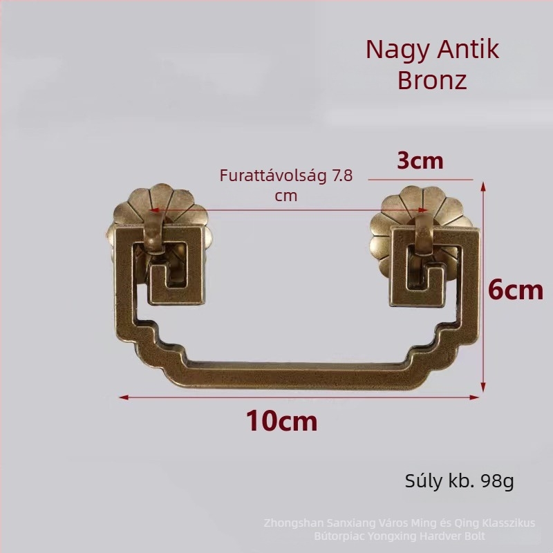 Sárgaréz kínai stílusú antik fiókfogantyú