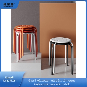 Kör alakú otthoni használatra szánt szék, étkezőszék, vastag ülés, egyszerű modern kialakítás, vas lábak, halmozható
